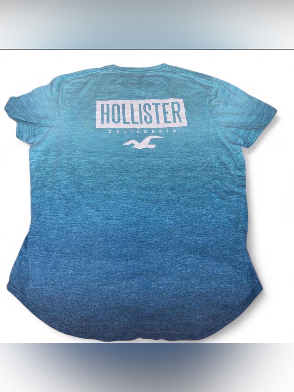 Hollister Teal to Navy Ombre Logo T‑Shirt